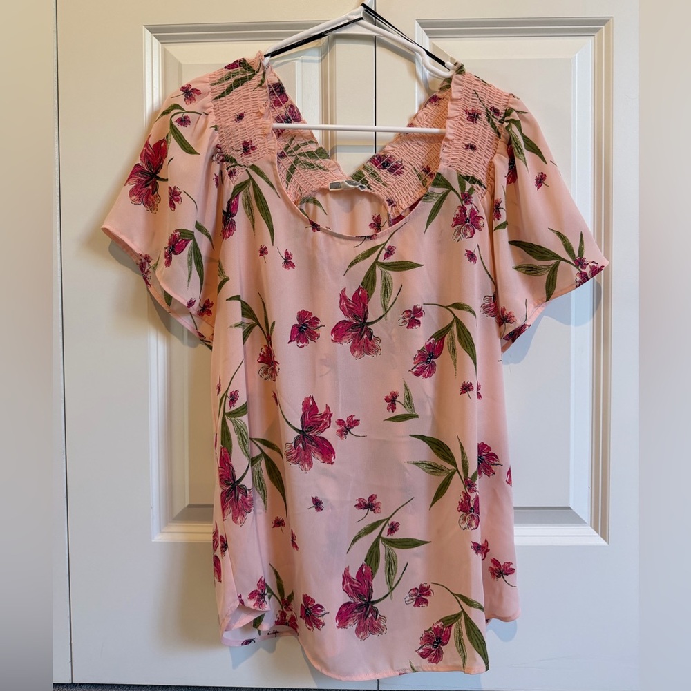 Pleione Pink Floral Blouse